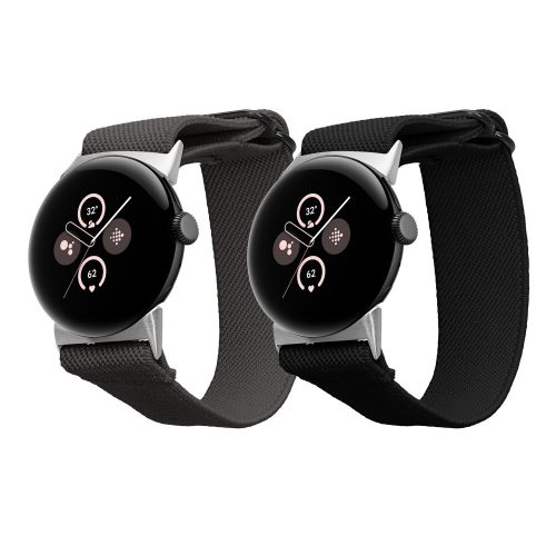 Σετ 2 ιμάντες Kwmobile για Google Pixel Watch 2/Pixel Watch, Μαύρο/Γκρι, Nylon, KWM000025BF001C