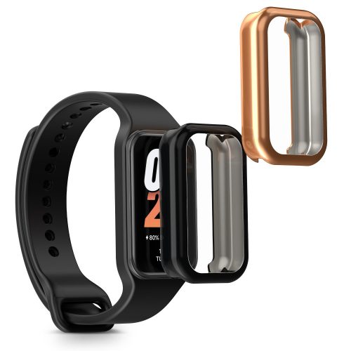 Σετ 2 θηκών Kwmobile για Xiaomi Smart Band 8 Active/Redmi Band 2, Black/Gold, Silicone, KWM000025BJ002C