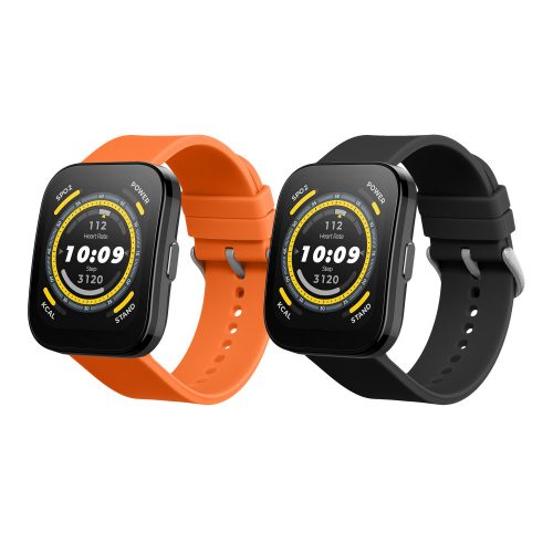 Σετ 2 ιμάντες Kwmobile για Amazfit Bip 5/GTR 4, Μαύρο/Πορτοκαλί, Σιλικόνη, KWM000024YT005C