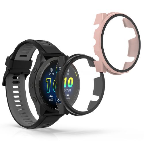 Σετ 2 καλύμματα Kwmobile με τζάμι ασφαλείας για Garmin Forerunner 965, Μαύρο/Ροζ, Πλαστικό, KWM0000194R004C