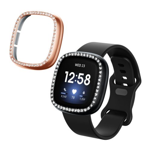 Σετ 2 θηκών Kwmobile για Fitbit Versa 3/Sense, Μαύρο/Χρυσό, Πλαστικό, KWM000024ZI003C