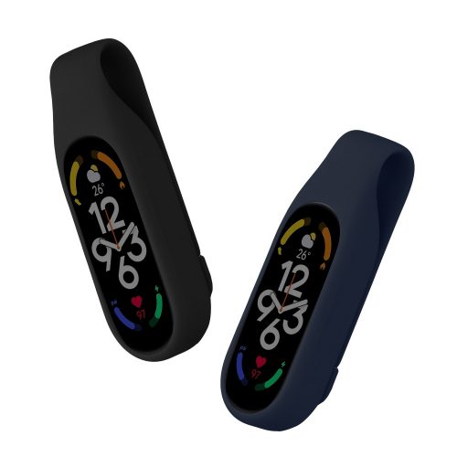 Σετ 2 θηκών για Xiaomi Mi Band 7/Mi Band 6/Mi Band 5, Kwmobile, Black/Blue, Silicone, 59313.02