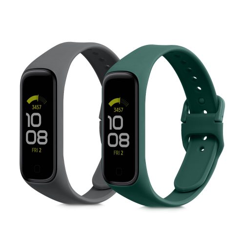 Σετ 2 ιμάντων για Samsung Galaxy Fit 2, Kwmobile, Green/Grey, Silicone, 53962.09