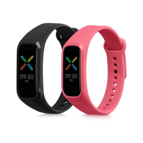 Σετ 2 λουριά για Oppo Band Sport, Kwmobile, Μαύρο/Ροζ, Σιλικόνη, 57437.07