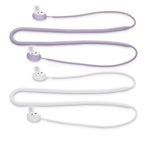 Σετ κορδόνια 2 kwmobile για Samsung Galaxy Buds 2, Silicone, White/Purple, 56697.02