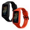 Σετ 2 ιμάντες kwmobile για Huawei Band 7/Band 6, Silicone, Black/Orange, 58914.05